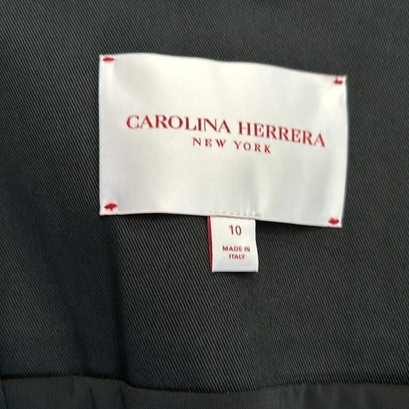 CAROLINA HERRERA Belted Twill Black Midi Dress Size 10 - Picture 7 of 8